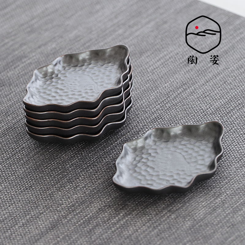 TaoZi lotus ceramic cup mat Japanese tea taking accessories of black ceramic kung fu tea cup insulation pad