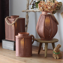 Bamboo wind candlestick Homestay Tea House Tea Palace Model Room decorated with Qur Park Bed Atmosphere Lighting Chinese retro