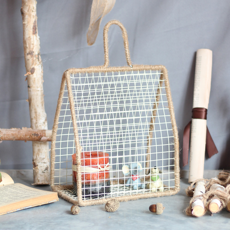 Find point handmade wire weaving art Wall hanging creative decoration decoration Desktop small objects storage basket Miscellaneous goods