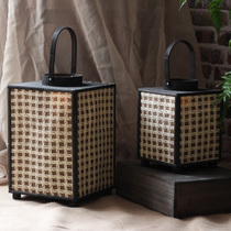 Retro wood hand-woven wind candlestick lantern lights for residential garden decoration fittings classical Chinese style
