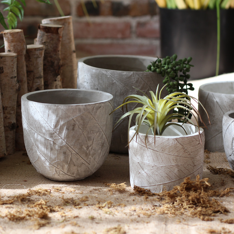 Forget a leaf texture flower cement flower pot combined concrete art style garden decoration grocery