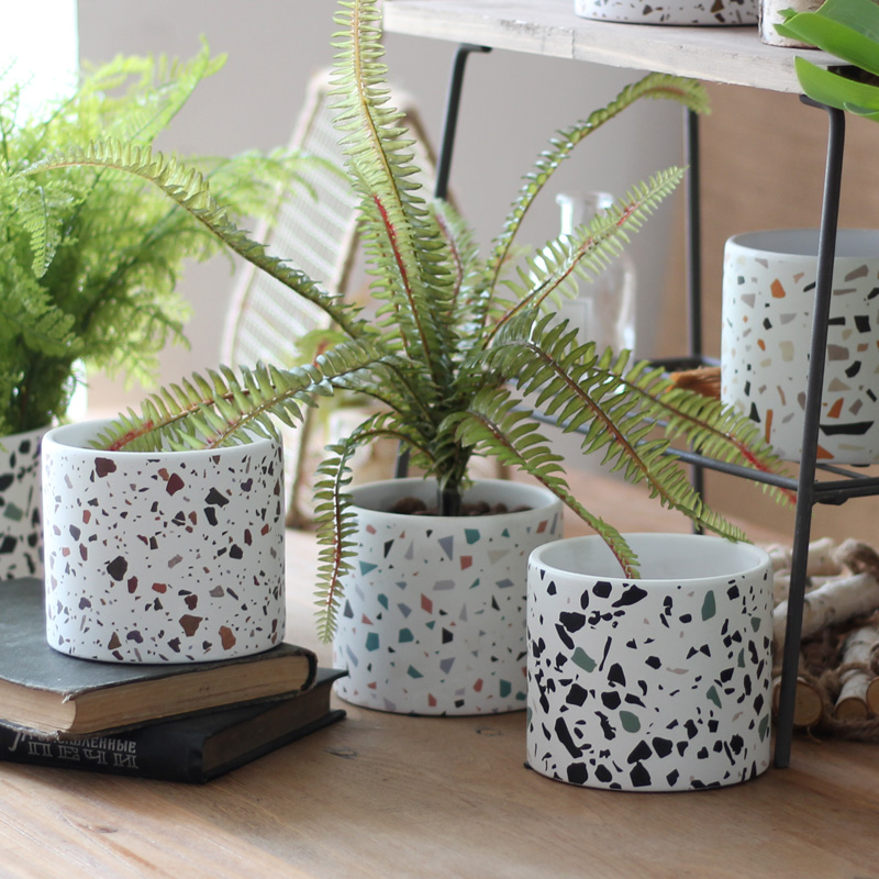 Find a balcony succulents flower pot Pottery round flower decoration creative ornaments Modern simple Nordic