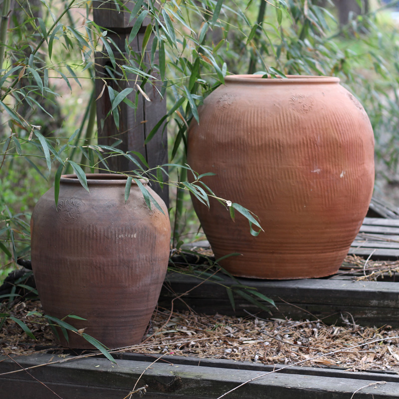 Looking for points, pottery pots, rough old pottery pots, large pots, garden courtyard landscape decoration, antique pottery combination flowerpots, Chinese style