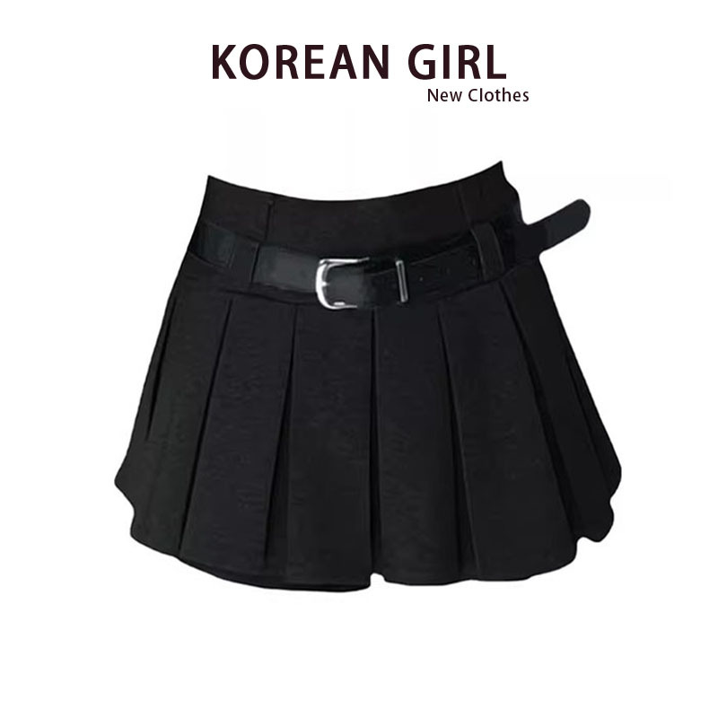 Hot Girl Black Pleated Short Skirt for Women, New Spring and Autumn High-Waisted A-Line Skirt for Petite Women, Anti-Exposure Skirt Pants Hot Girl Black Pleated Short Skirt for Women, New Spring and Autumn High-Waisted A-Line Skirt for Petite Women, Anti-Exposure Skirt Pants
