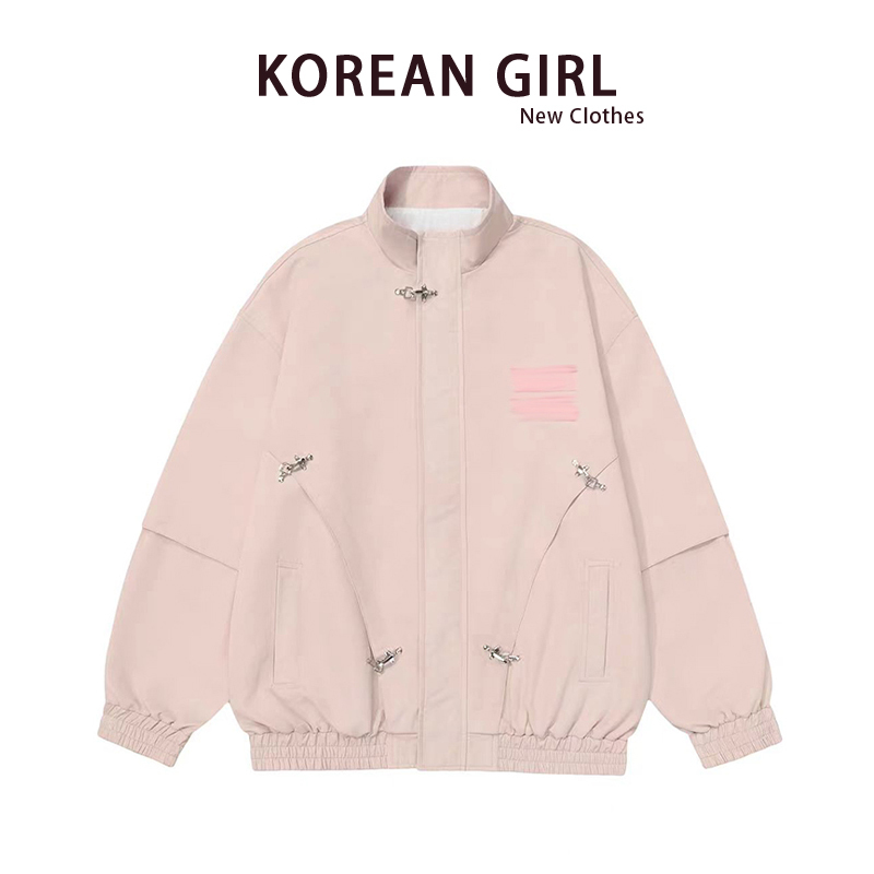 Sweet and Cool Pink Pu Leather Stand-Collar Jacket for Women, New Spring and Autumn Design, Trendy Brand Flight Baseball Jacket Top Sweet and Cool Pink Pu Leather Stand-Collar Jacket for Women, New Spring and Autumn Design, Trendy Brand Flight Baseball Jacket Top