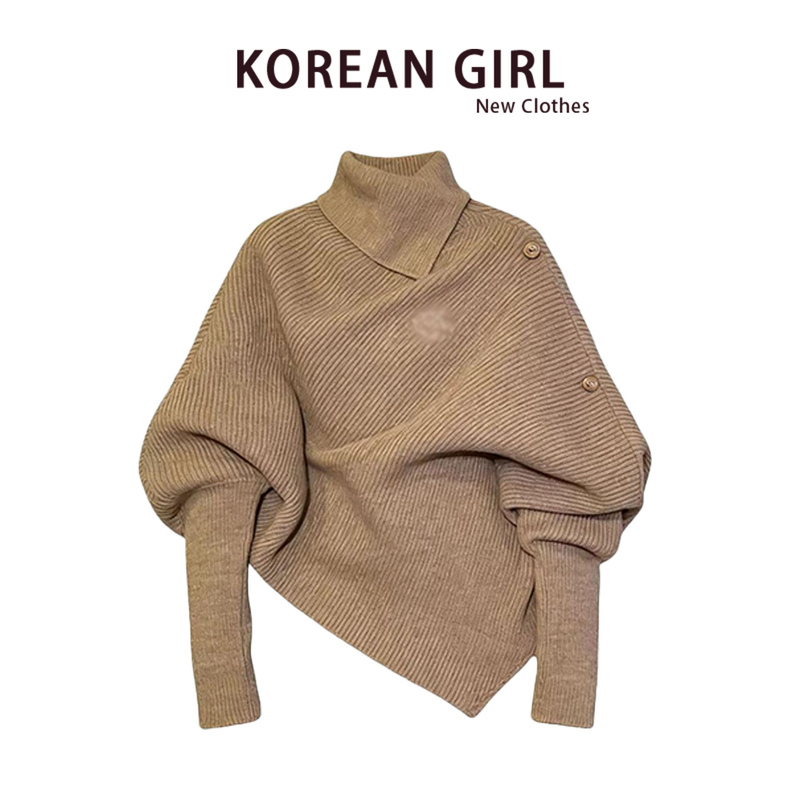 Lazy High-Neck Batwing Sleeve Knit Sweater for Women, Autumn and Winter 2026 New Style, Loose and High-End Sweater Jacket Lazy High-Neck Batwing Sleeve Knit Sweater for Women, Autumn and Winter 2026 New Style, Loose and High-End Sweater Jacket