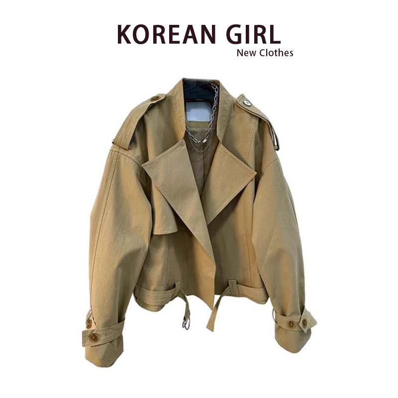 This Year's Popular Short Trench Coat for Petite Women in British Style, 2025 Autumn New Collection, High-End Casual Loose Short Jacket