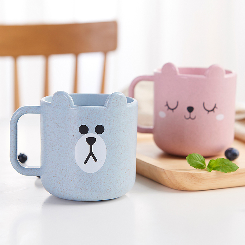 Lúa mì cho bé uống cốc nước có tay cầm cốc súc miệng bằng cốc đơn giản đôi bàn tay nhựa dễ thương bình thuỷ giữ nhiệt