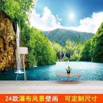 3d three-dimensional wall sticker self-adhesive waterproof waterfall landscape painting wall painting mural background wallpaper decoration stickers