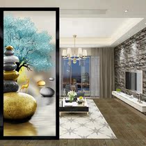 Art glass living room partition modern entrance entrance 3d painted aisle screen frosted light transparent tempered gold deer stone