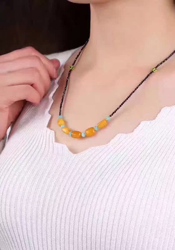 Spinel đen tự nhiên lỏng hạt bán thành phẩm lỏng vòng hạt mì vòng 2 vòng đeo tay vòng chân ren cổ áo xương đòn - Vòng chân vòng đeo chân nữ
