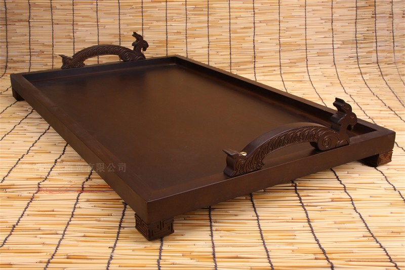 Mongolian Whole Lamb Grilled on a Large Tray, Solid Wood Rectangular Extra-Large Wooden Tray, Hotel-Specific Serving Tray