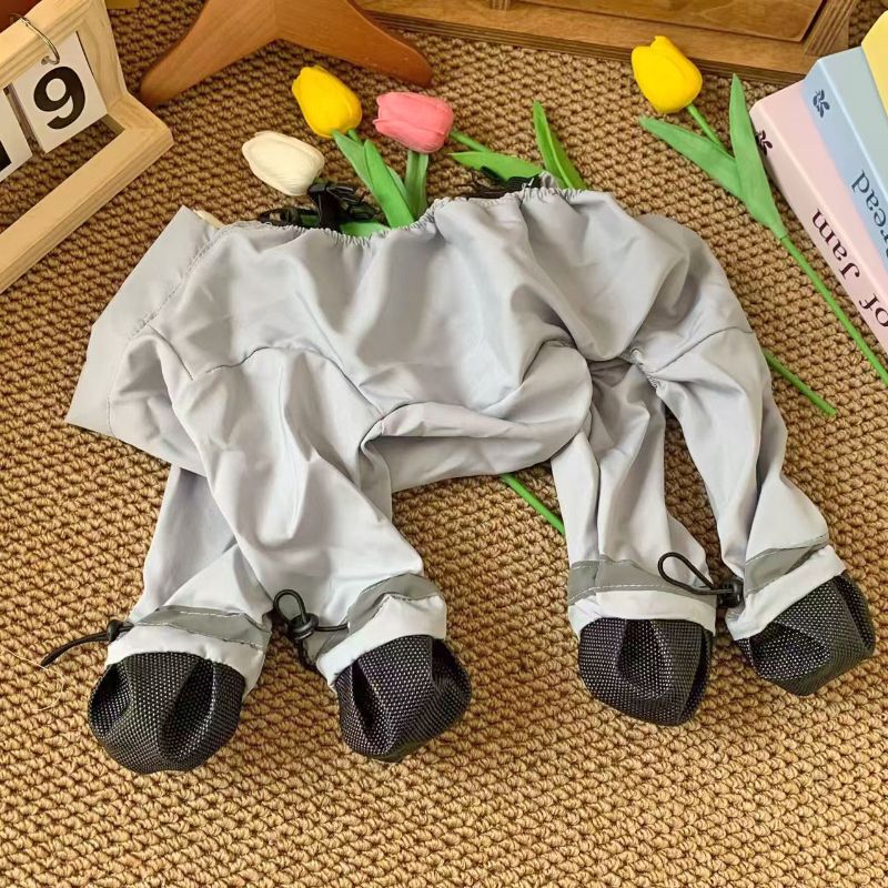 Dog Outdoor Anti-Dirt and Anti-Pee Overalls for Medium and Small Dogs, Teddy Jumpsuit with Foot Covers, Pet Jumpsuit Shoe Covers