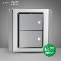 Schneider E3000 Metro series with LED light silver gray double double open and dry contact self-reset switch