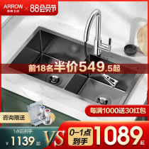 Wrigley black nano kitchen stainless steel manual sink dish washing tank package pool sink sink vegetable washing basin double tank