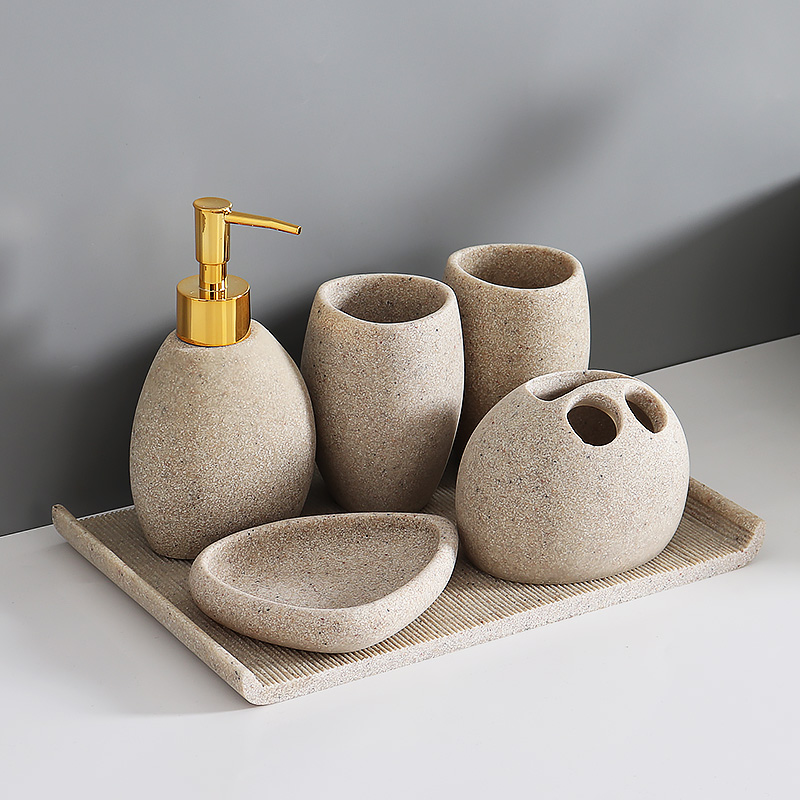 Nordic minimalist bathroom five-piece bathroom set tooth cup wash set toilet shelf model room tray