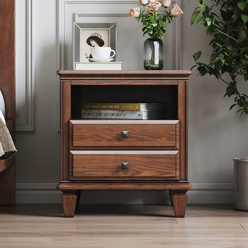 森趣 Сельская дубовая коробочка для хранения из натурального дерева для кровати для спальни, система хранения, мебель, в американском стиле