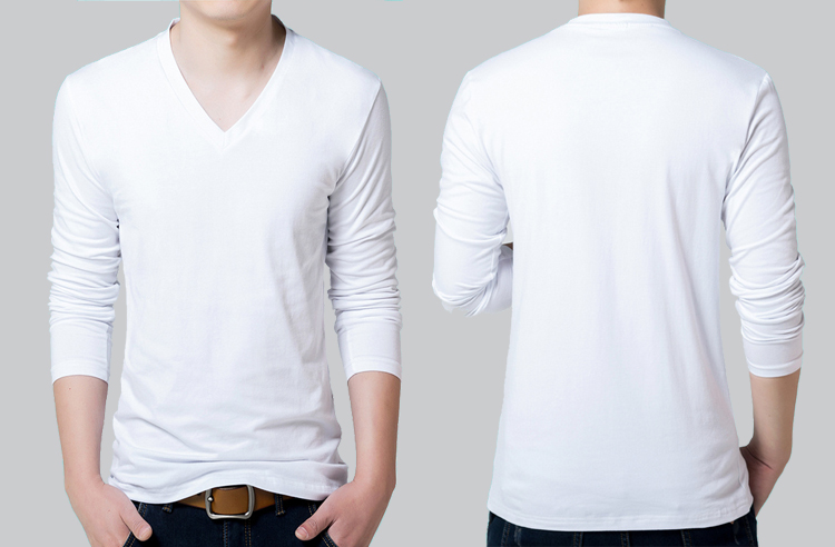 Mùa thu đông nam cộng với áo thun dài tay chất béo XL chất béo cổ chữ V chất béo cổ áo cộng với áo nhung dày mùa thu áo unisex form rộng