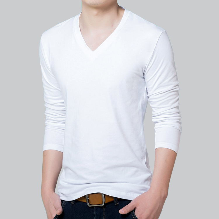 Mùa thu đông nam cộng với áo thun dài tay chất béo XL chất béo cổ chữ V chất béo cổ áo cộng với áo nhung dày mùa thu áo unisex form rộng
