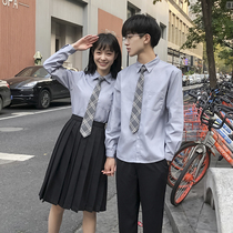 High School Student Banswear Suit Fall Long Sleeve Grey Shirt Academy Wind Korean version of the Great Code Games Inn Wind