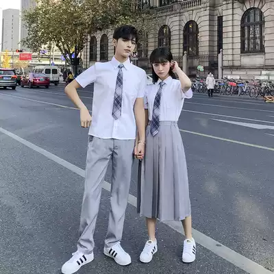 Korean Class Clothes Set Summer Short Sleeve Medium-length dress Academy Style Graduation Season School Uniform High School Student Games Uniforms