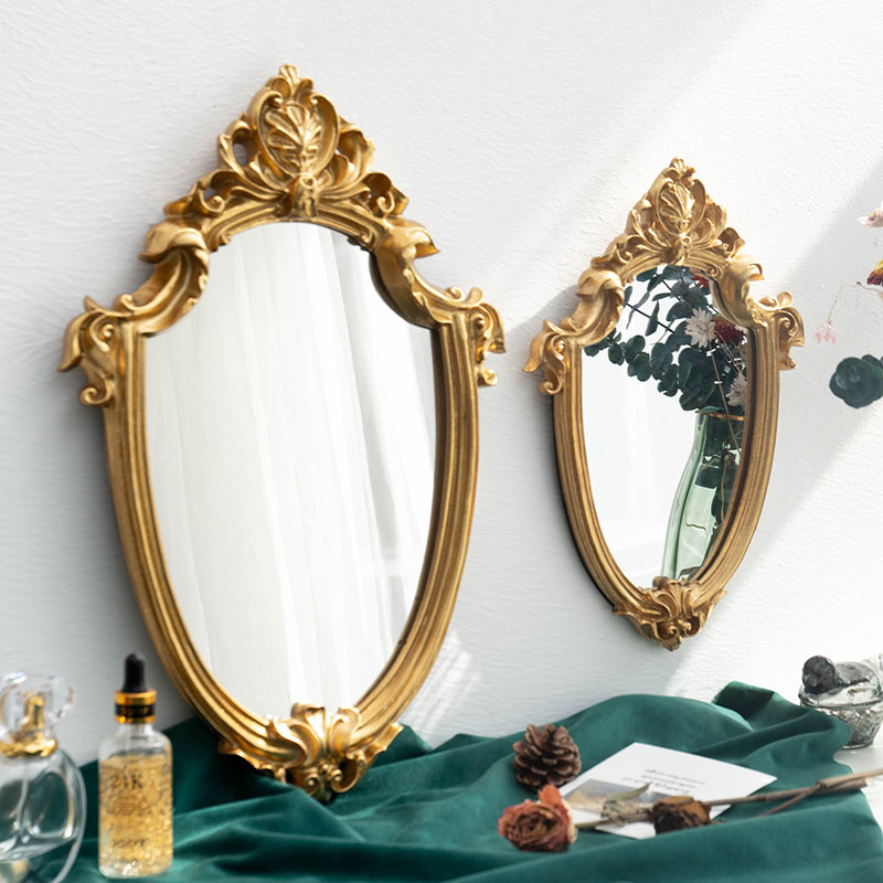 ins Nordic retro style palace style palace wind gold hanging mirror home wall-mounted wall decoration makeup mesh red mirror