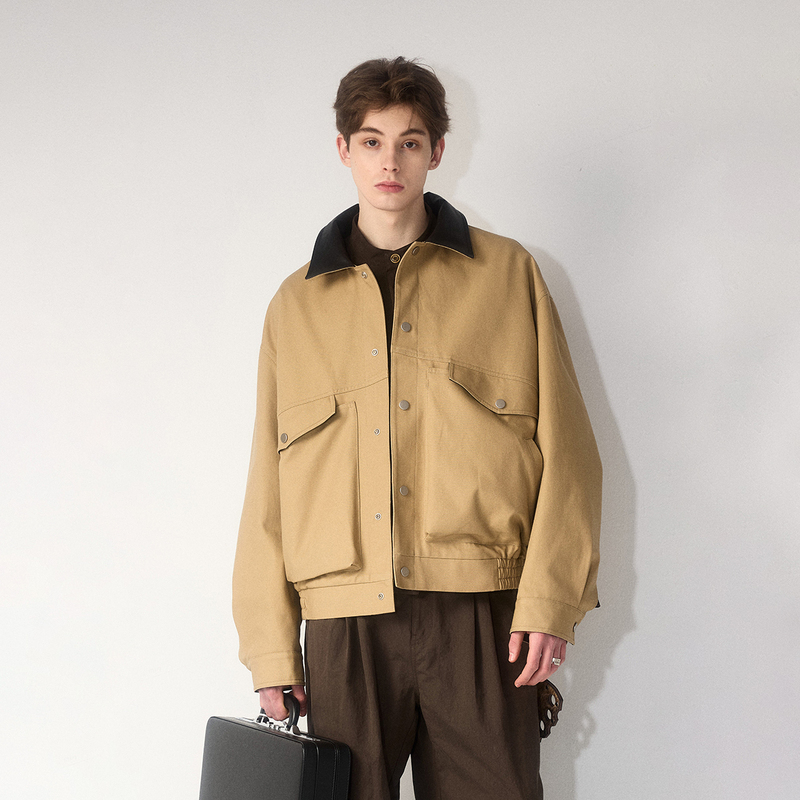 Stylish Young Worker's Outfit: Large Pocket Leather Collar Jacket |   Kernhafen