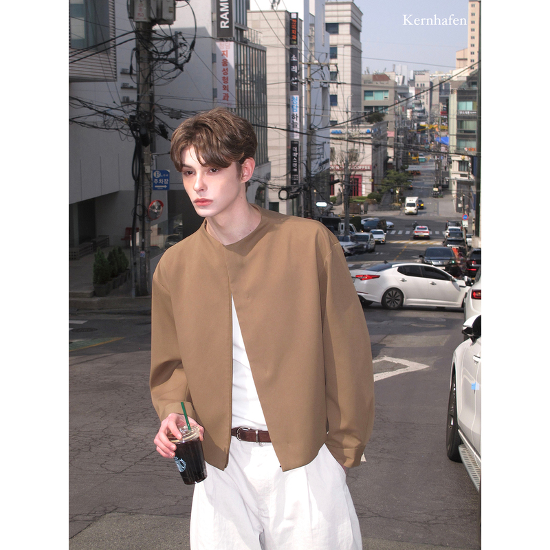 Kernhafen Small Stand-Up Collar Jacket Men's Casual Style Jacket 2026 New Autumn and Winter Short Khaki Top