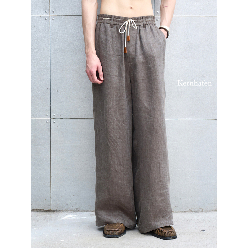 "Three Colors of Linen You Can'T Miss" Linen Herringbone Pants |   Kernhafen