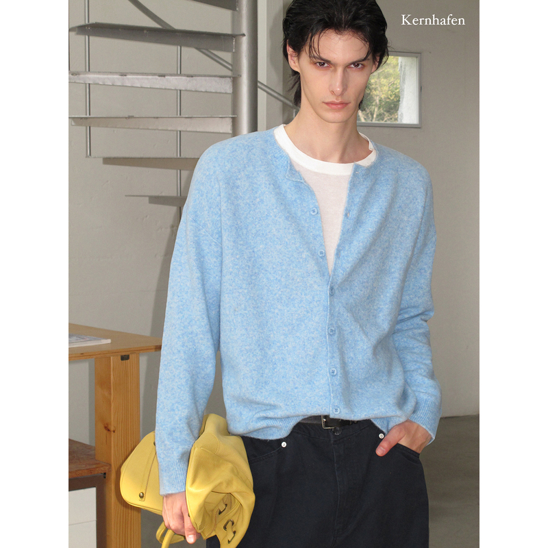 Kernhafen Blue Cardigan Sweater Men's Round Neck Long Sleeve 2026 New Autumn and Winter Knitwear Jacket Men Kernhafen Blue Cardigan Sweater Men's Round Neck Long Sleeve 2026 New Autumn and Winter Knitwear Jacket Men