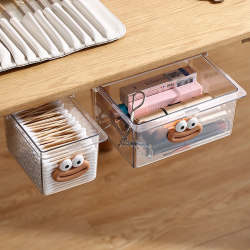 Invisible Drawer-Style Storage Box under the Desk, Cosmetic Cotton Swab Organizer, Small Box, No-Drill Wall-Mounted Organizer for Workstations