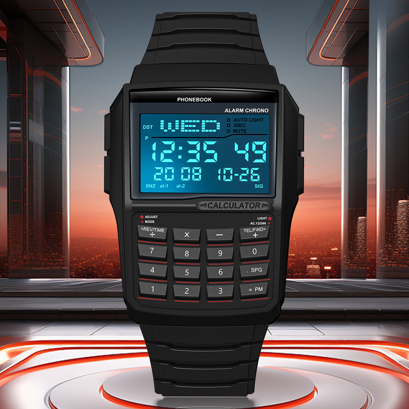 Computer Retro Square Watch Student Digital Display Electronic Watch Unisex Multifunctional Waterproof Student Watch