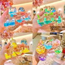 Luminous quicksand bottle key chain with oil bubble beads and gas tank key chain small birthday gift bag pendant