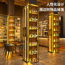 Red wine rack wrought iron luminous wine rack wine cabinet bar restaurant column wall storage rack partition display rack beer rack