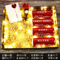 Красная*4+поздравительная карта+световая струна+желтый лоффи [длинная банка супер большая подарочная коробка]