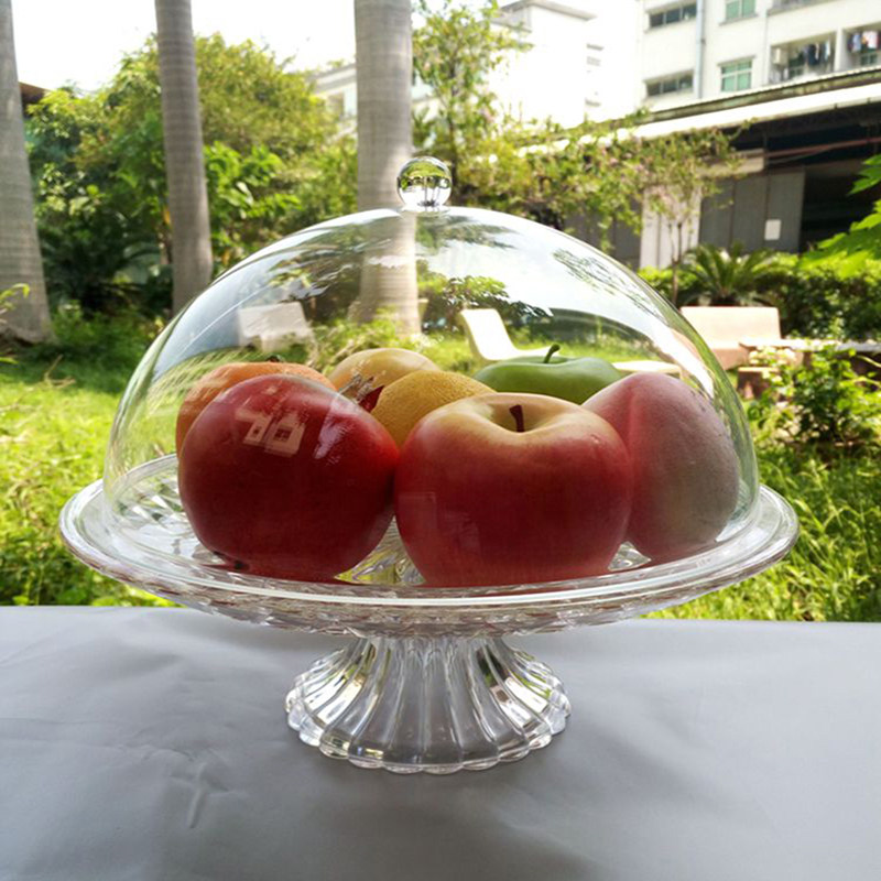 Home Acrylic crystal disk transparent foot disk food disk with cover dust fruit disk set pastry decorator