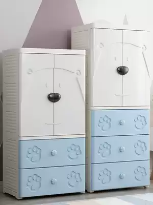 Thickened baby wardrobe Children's double-door storage cabinet drawer type plastic cartoon simple wardrobe child storage cabinet