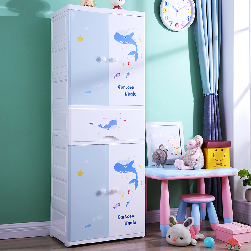 Large children's wardrobe double door storage cabinet drawer type baby multi-layer storage cabinet simple finishing cabinet