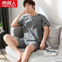 Bộ đồ ngủ nam cực ngắn mùa hè Quần short tay ngắn Cotton Hàn Quốc lỏng và béo XL phù hợp với dịch vụ gia đình đồ lót nam đẹp