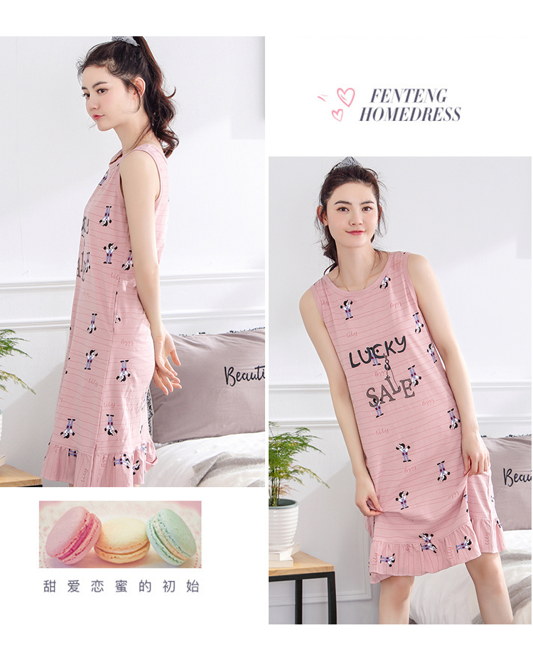 Nam cực nightdress nữ mùa hè dây đeo bông Hàn Quốc dễ thương tươi đồ ngủ sinh viên vest nhà dịch vụ không tay