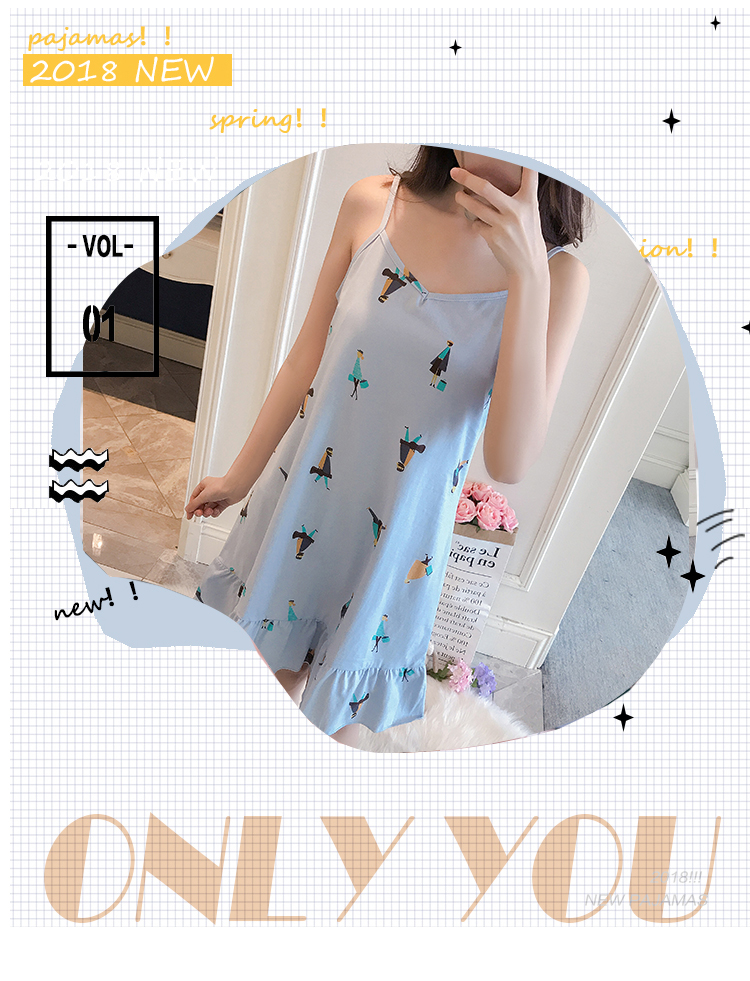 Nam cực nightdress nữ mùa hè dây đeo bông Hàn Quốc dễ thương tươi đồ ngủ sinh viên vest nhà dịch vụ không tay