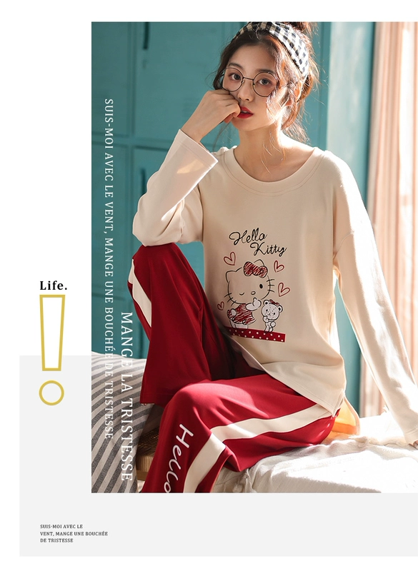 Đồ ngủ dễ thương ở Nam Cực dành cho nữ mùa xuân và mùa thu cotton dài tay phục vụ nhà nữ sinh viên phiên bản Hàn Quốc có thể mặc bên ngoài