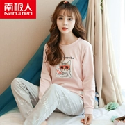 Đồ ngủ dài tay nam cực nam xuân và mùa thu cotton nguyên chất dễ thương công chúa set đồ cotton nữ kích thước lớn phục vụ mùa xuân