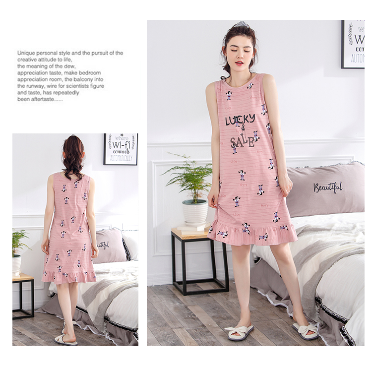 Nam cực nightdress nữ mùa hè dây đeo bông Hàn Quốc dễ thương tươi đồ ngủ sinh viên vest nhà dịch vụ không tay