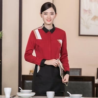 Красная женская топ + фартук [три длинных рукава]