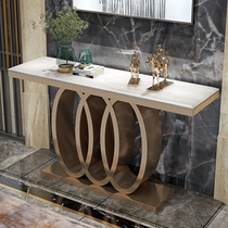 Light luxury stainless steel entrance case table Luxury metal art Modern simple marble home entrance entrance table