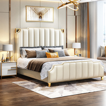 Light luxury leather bed ins wind simple modern leather art soft bag shaking net red with 1 8 meters master bedroom double wedding bed