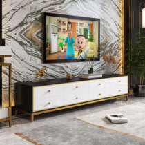 Light luxury TV cabinet Living room bright paint can be customized marble rock board modern simple TV cabinet coffee table combination
