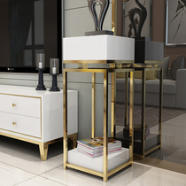 Stainless steel flower stand postmodern light luxury model room furniture Living room indoor floor-to-ceiling metal ornaments Green Luo shelf