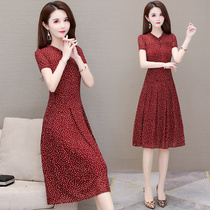 Short sleeve one-piece dress woman Summer 2022 new foreign air display slim age fashion goddess Van over knee crumblelength dresses